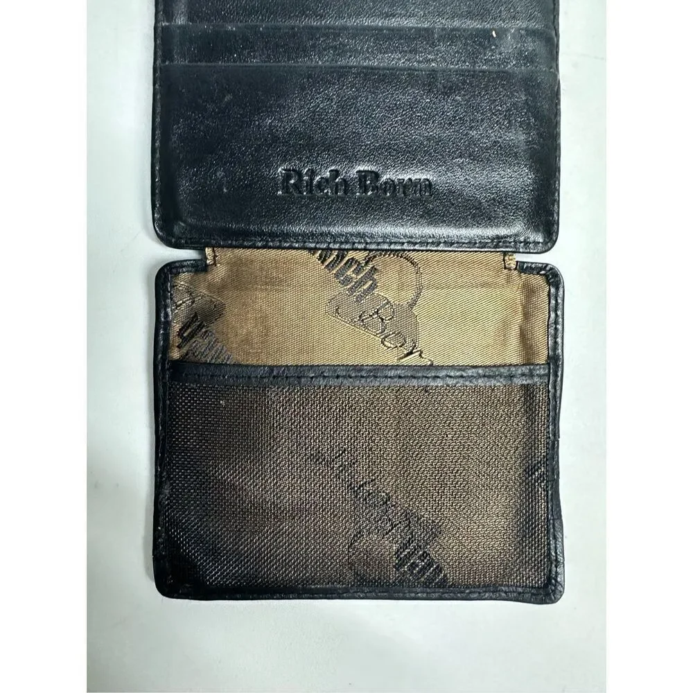 Rich Born Black Leather 12 Slides Cardholder ID Holder